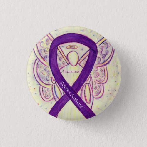 Sjogrens Syndrome Awareness Angel Ribbon Art Pin