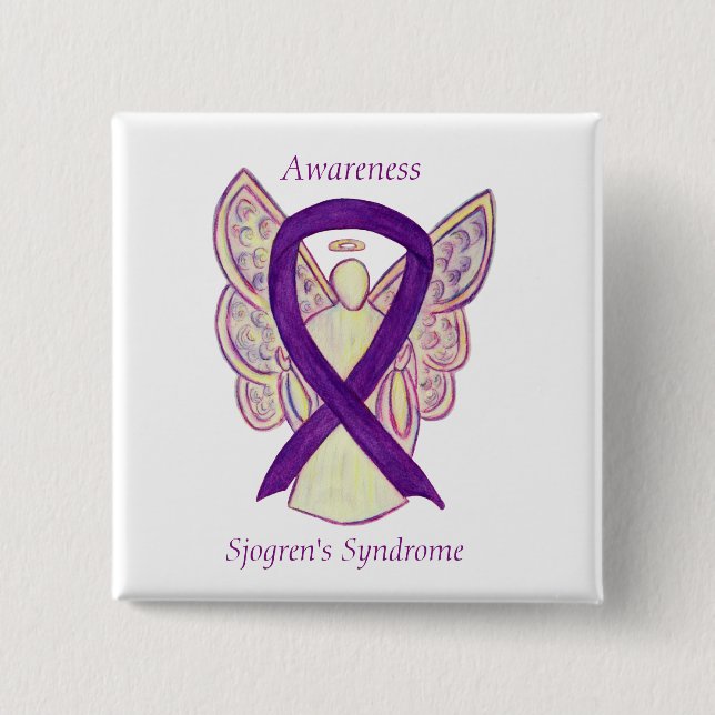 Sjogren's Syndrome Awareness Angel Ribbon Art Pin (Front)