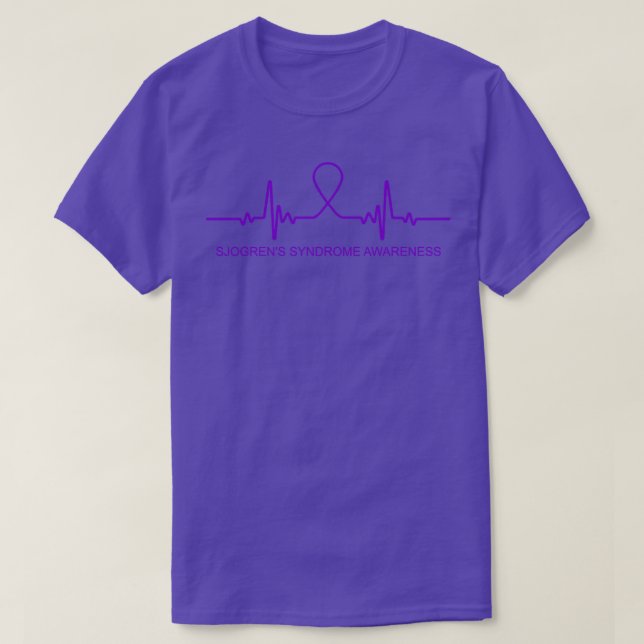 Sjogrens Syndrome Awareness Heartbeat In This Fami T-Shirt (Design Front)