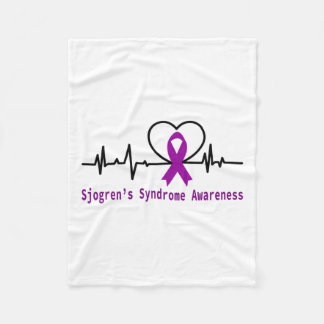 Sjogrens Syndrome Awareness Heartbeat Purple Ribbo Fleece Blanket