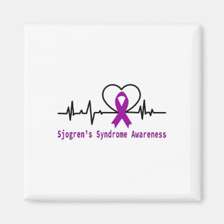 Sjogrens Syndrome Awareness Heartbeat Purple Ribbo Magnet