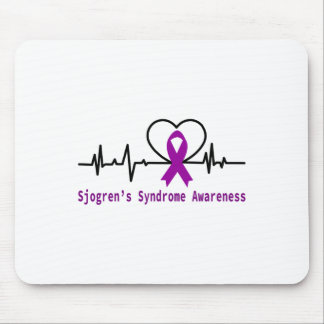 Sjogrens Syndrome Awareness Heartbeat Purple Ribbo Mouse Pad