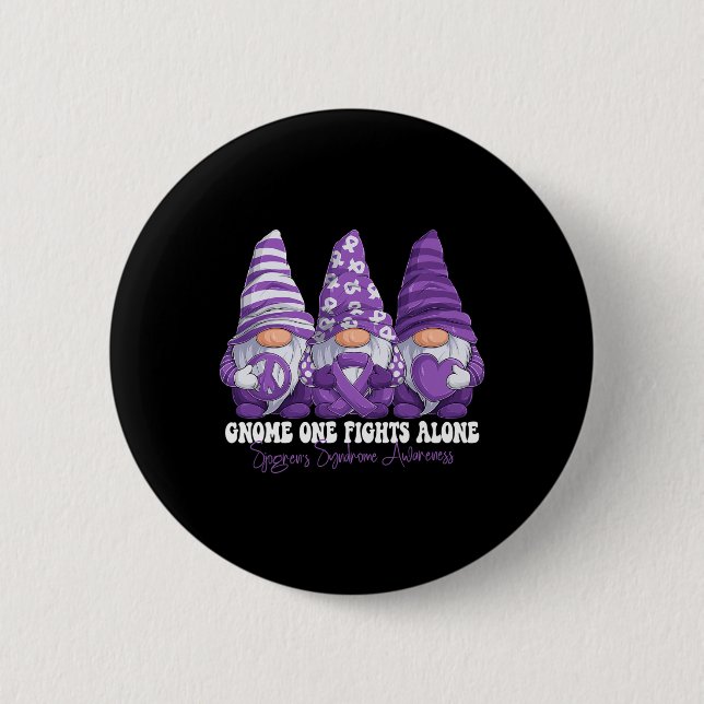 Sjogren's Syndrome Awareness Month Purple Ribbon G Button (Front)