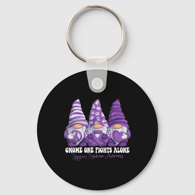 Sjogren's Syndrome Awareness Month Purple Ribbon G Keychain (Front)