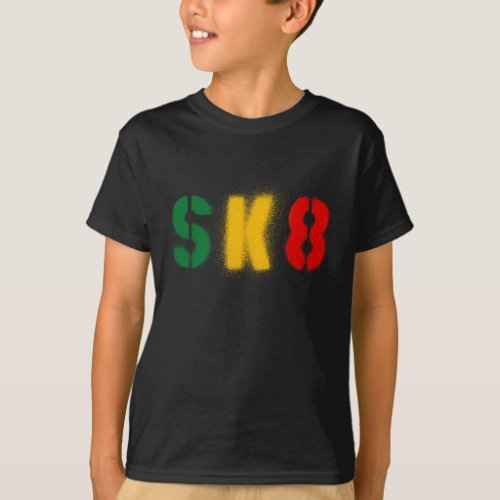 sk8 estencil rasta flag T_Shirt