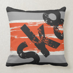 Sk8 - Skateboard Word Pillow Orange Charcoal Grey
