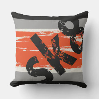 Sk8 - Skateboard Word Pillow Orange Charcoal Grey