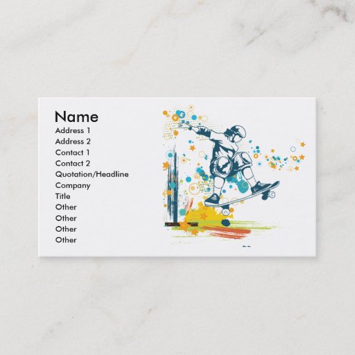 Customizable sk8er skateboarder vector business card template