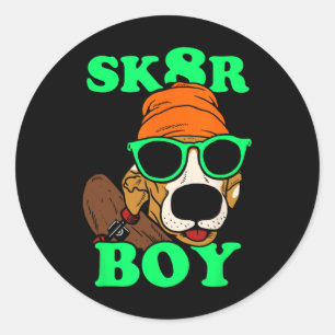 Sk8r Boy - Dog Skateboarding Funny Meme Classic Round Sticker