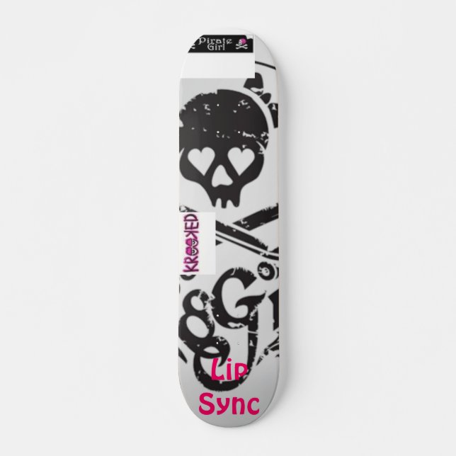 sk8ter, cool, krooked, Lip Sync Skateboard Deck (Front)