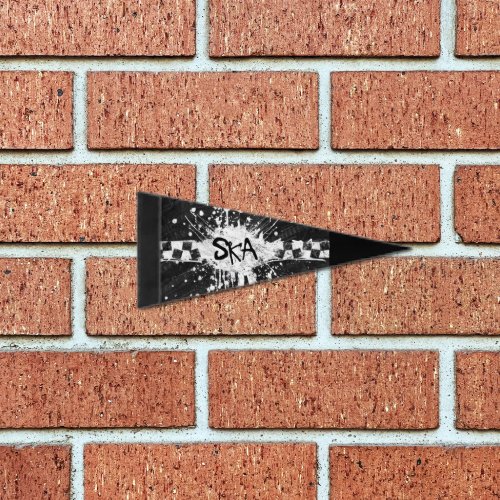 Ska music checkered black white old school pennant flag