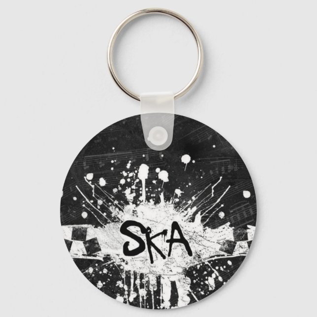 Ska music checkered old school punk rock 80's keychain (Front)