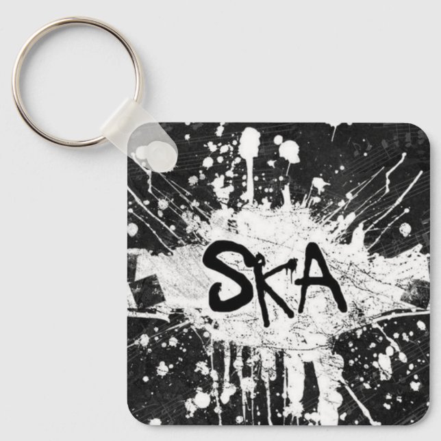 Ska music checkered old school punk rock 80's  keychain (Front)