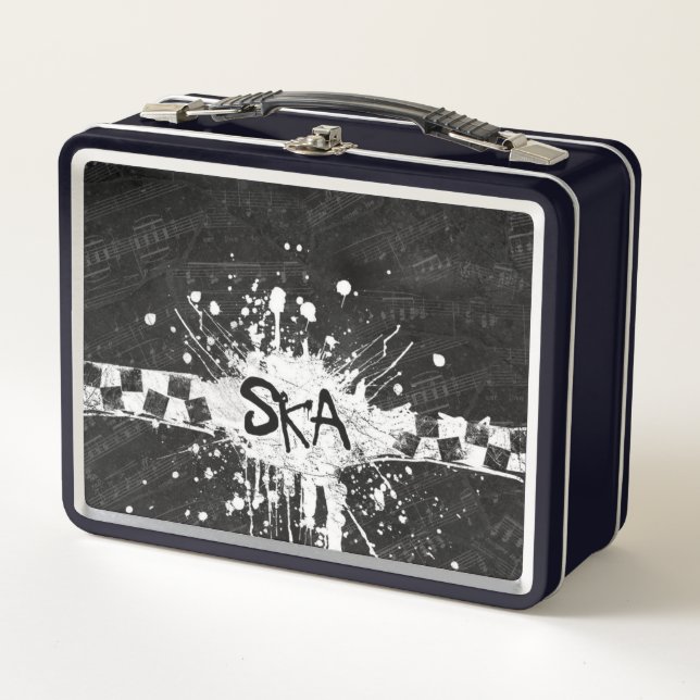 Ska music checkered old school punk rock 80's  metal lunch box (Front)