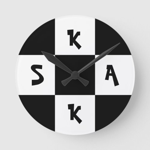 Ska music checkered old school punk rock 80s round clock