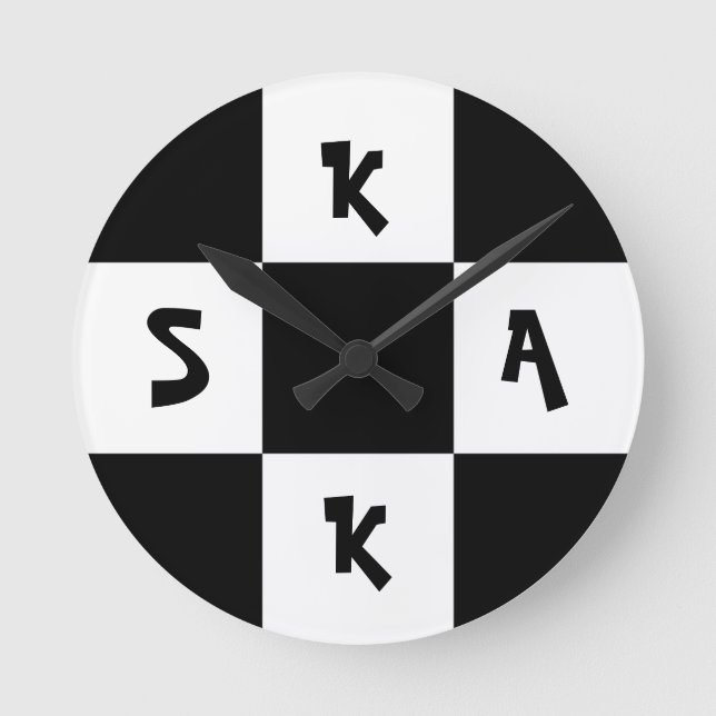 Ska music checkered old school punk rock 80's round clock (Front)