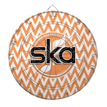 Ska; Orange And White Chevron Dart Board by MusicPlanet at Zazzle