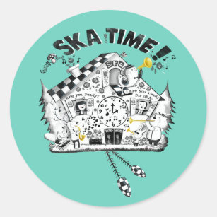 Ska Time Cuckoo Clock Classic Round Sticker
