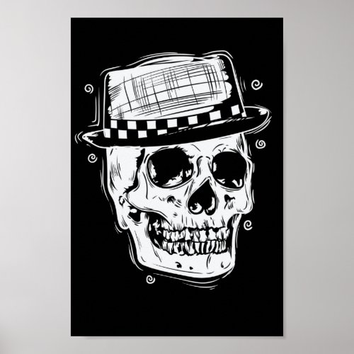 Ska Totenkopf mit Hut Jazz Musikstil Poster