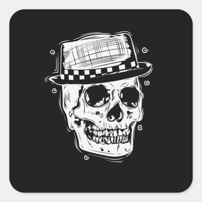 Ska Totenkopf with Hut Jazz music style Square Sticker (Front)