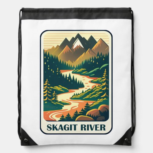 Skagit River Washington Colors Drawstring Bag