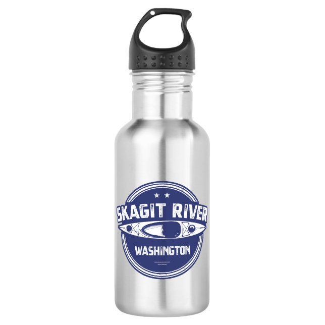 Skagit River Washington Kayaking Stainless Steel Water Bottle (Front)