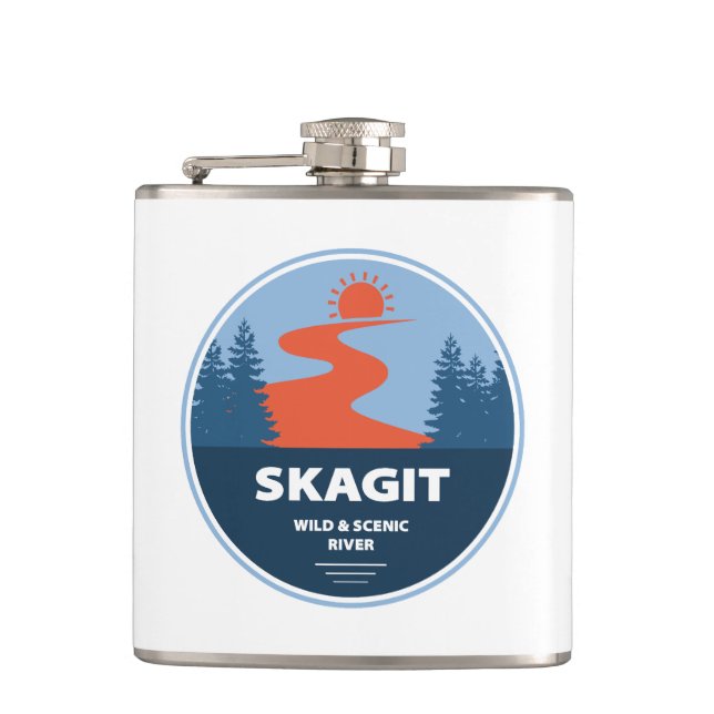 Skagit Wild And Scenic River Washington Flask (Front)