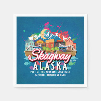 SKAGWAY ALASKA HISTORIC GOLD RUSH TOWN DECOUPAGE NAPKINS