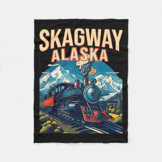 Skagway Alaska Steam Train Gateway Klondike Fleece Blanket
