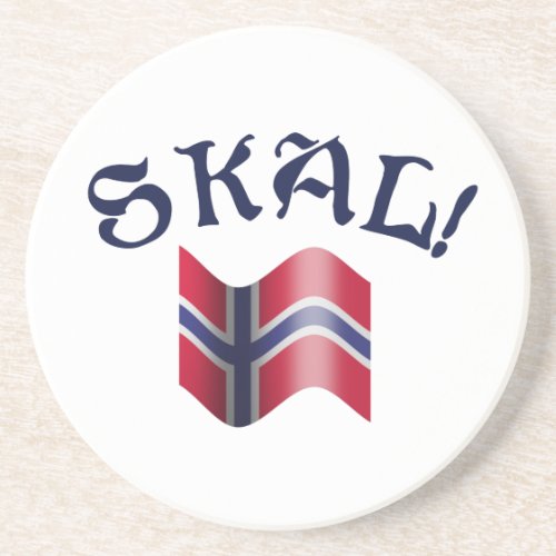 Skal Norwegian Drinking Toast with Flag of Norway Coaster
