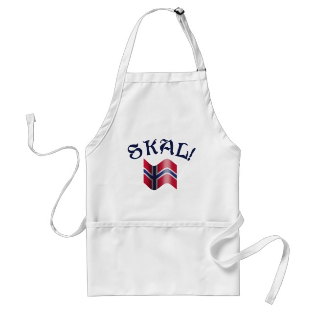 Skal Norwegian Flag Norway Drinking Toast Adult Apron (Front)