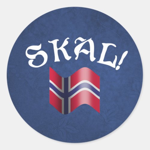 Skal Norwegian Flag Norway Drinking Toast Classic Round Sticker