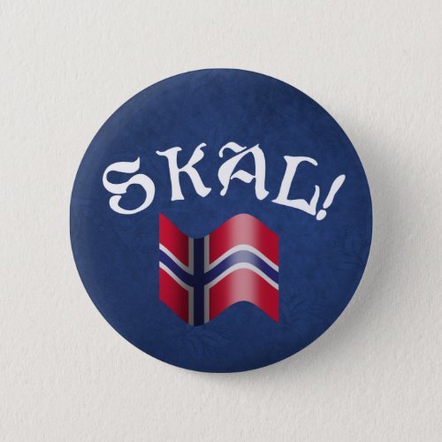 Skal Norwegian Flag Norway Drinking Toast Pinback Button