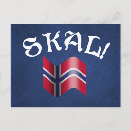 Skal Norwegian Flag Norway Drinking Toast Postcard