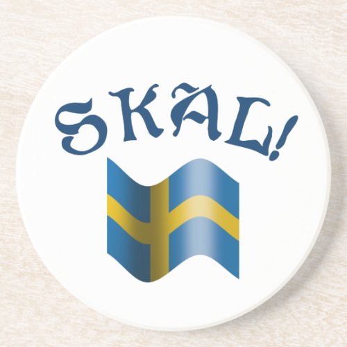 Skal Swedish Drinking Toast with Flag of Sweden Coaster