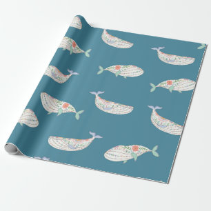 skandinavian folk whale sea animals seamless patte wrapping paper