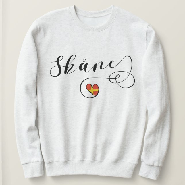 Skåne Flag Heart, Sweden, Scania Sweatshirt (Design Front)