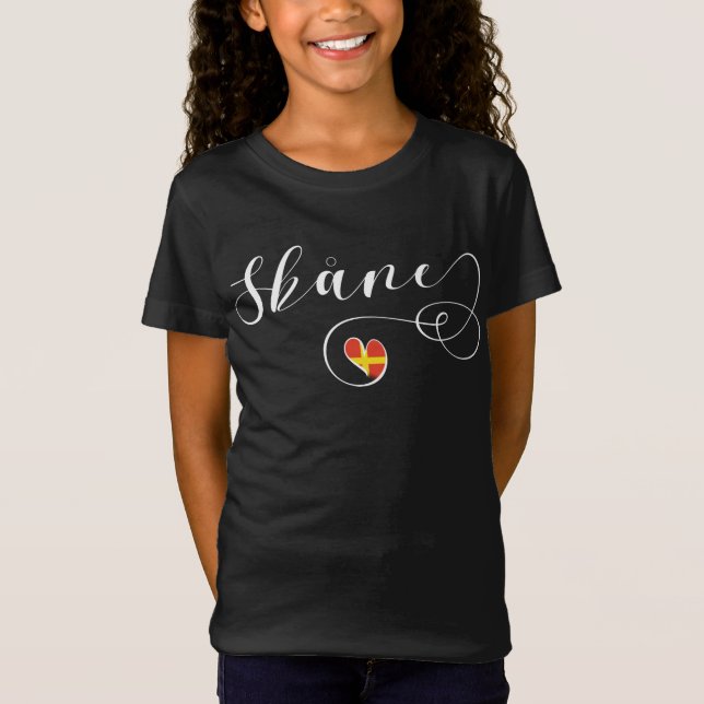 Skåne Flag Heart, Sweden, Scania T-Shirt (Front)