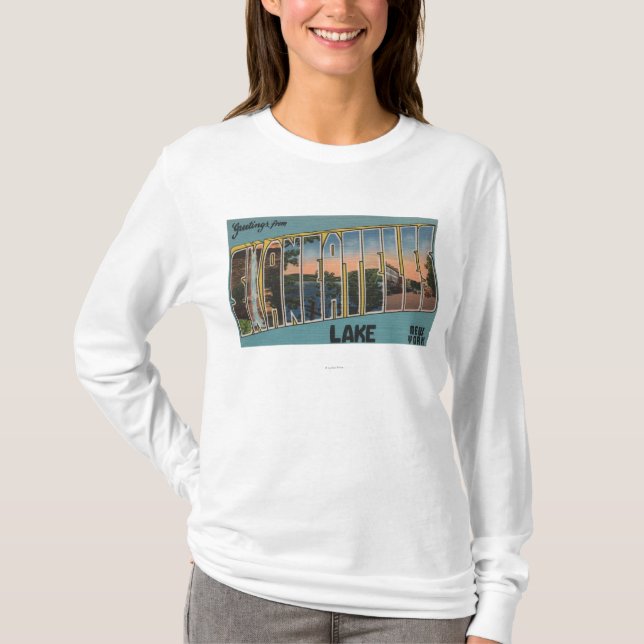 Skaneateles Lake, New York - Large Letter Scenes T-Shirt (Front)