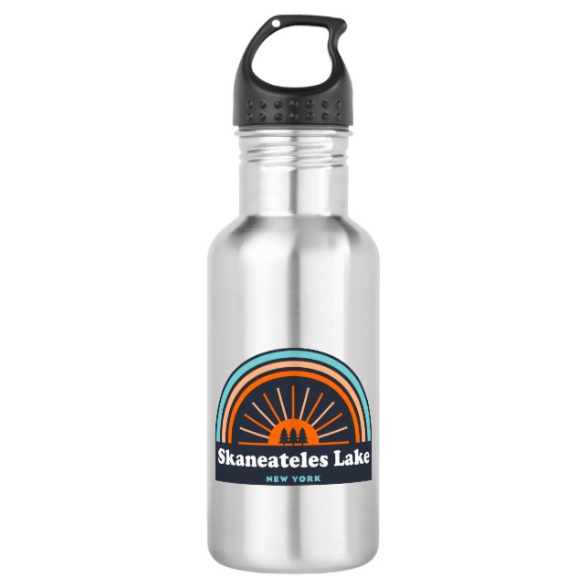 Skaneateles Lake New York Rainbow Stainless Steel Water Bottle (Front)