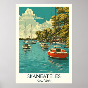 Skaneateles New York Vintage Lake Boating Art Poster
