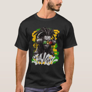Skanking Rastaman with Headphones Graffiti Style R T-Shirt