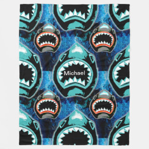 Skark Mania Funny Cartoon Illustration Fleece Blanket