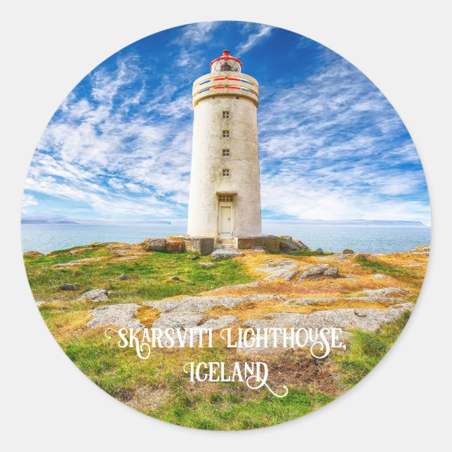 Skarsviti Lighthouse, Iceland Classic Round Sticker (Front)