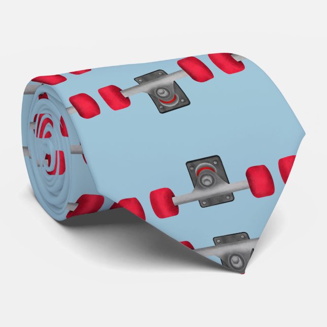 Skatboarding Trucks and Wheels Neck Tie (Rolled)