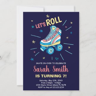 Skate Birthday Invitation,Skating Party Invitation