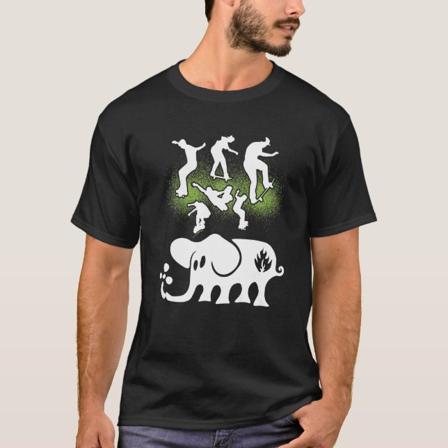 Skate Blacks Labels Elephant Skateboards T-Shirt (Front)