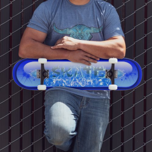 SKATE Blue Flame Skateboard