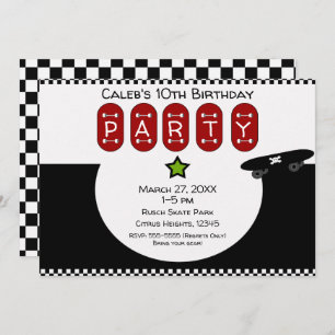 Skate Boarder Half Pipe Skateboard Birthday Party Invitation