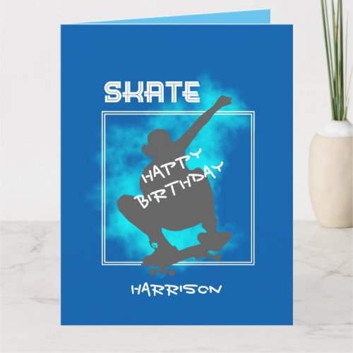 Skate Boarding Silhouette Personalized Birthday Card
